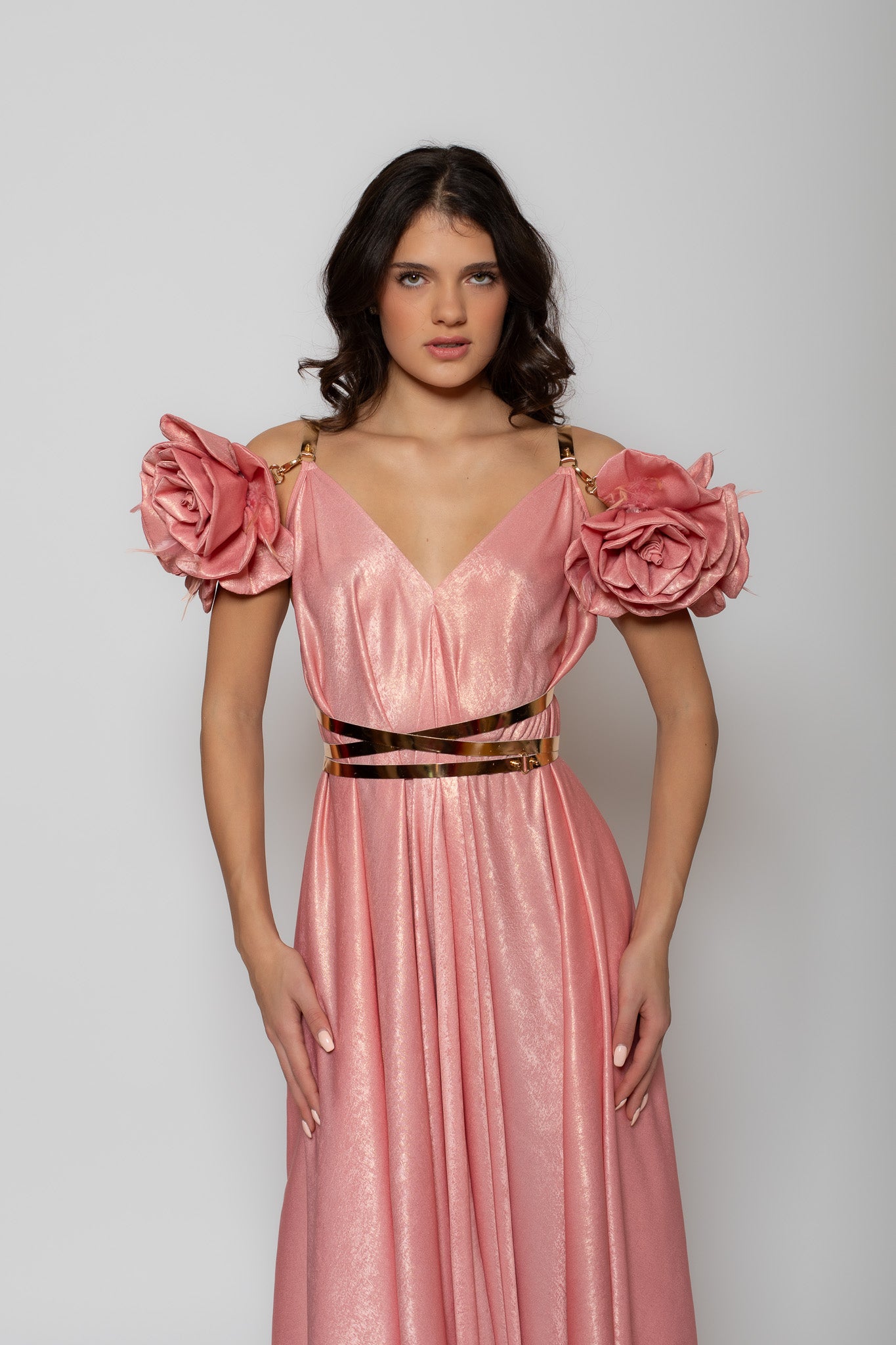 Flamingo Pink Walking Flower Dress