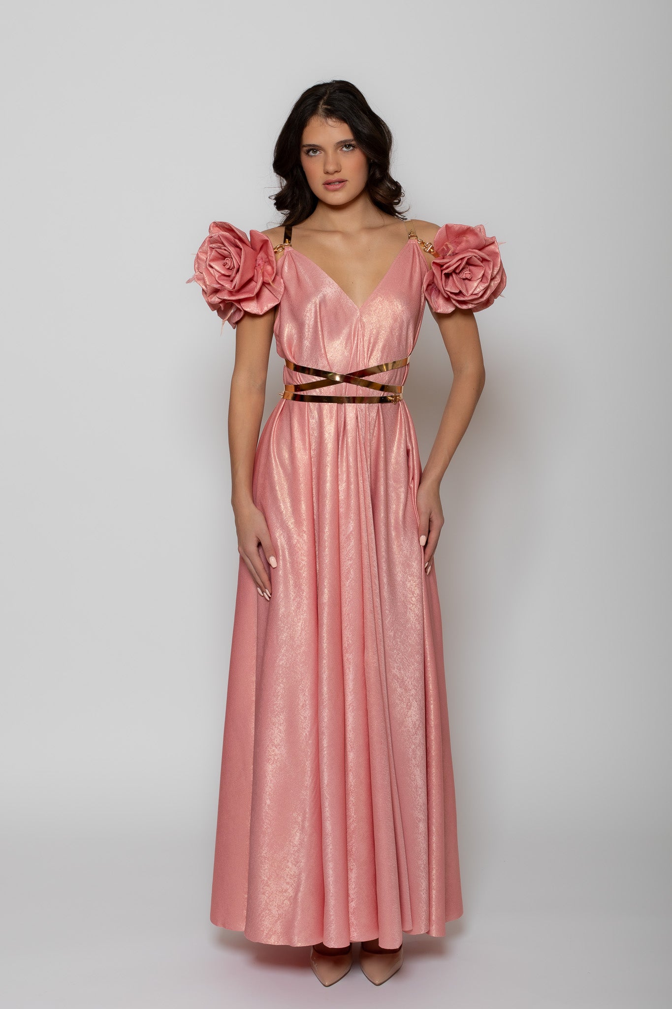 Flamingo Pink Walking Flower Dress