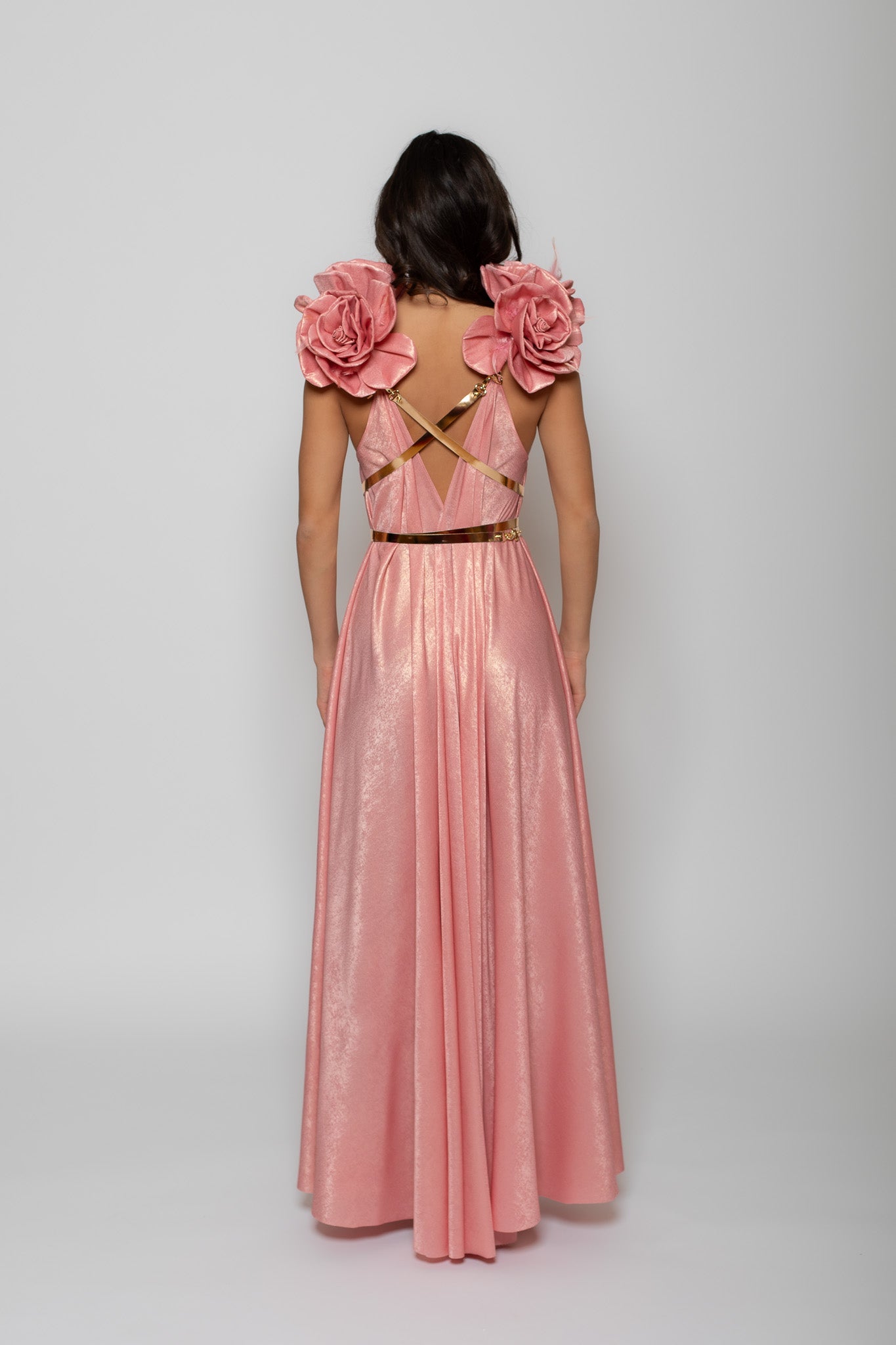 Flamingo Pink Walking Flower Dress