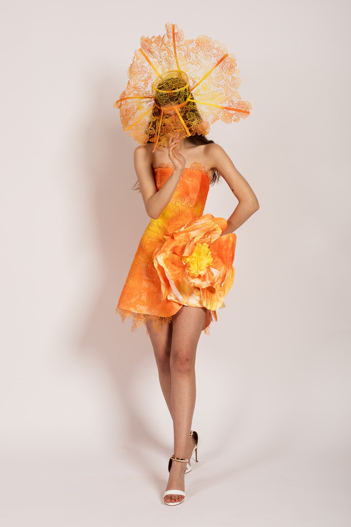 Orange Tropical Flower Dress