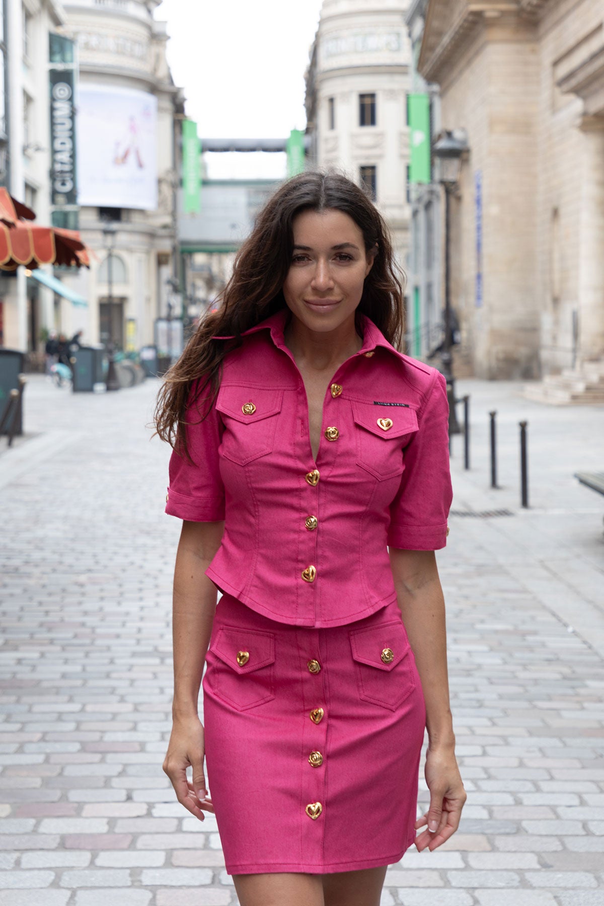 Pink Denim Skirt