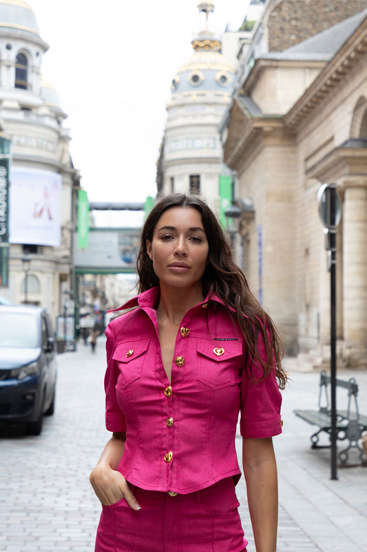 Pink Denim Blouse