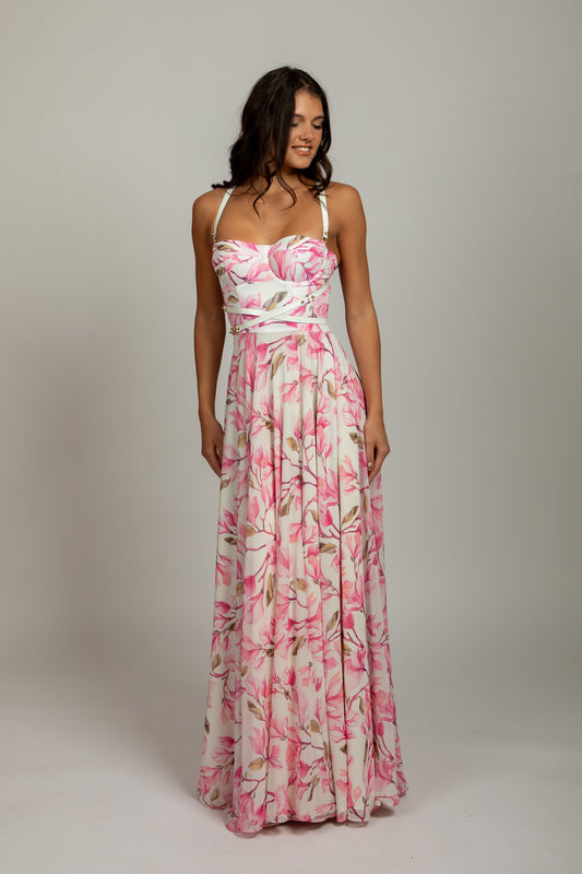 Pink Floral Corset Dress