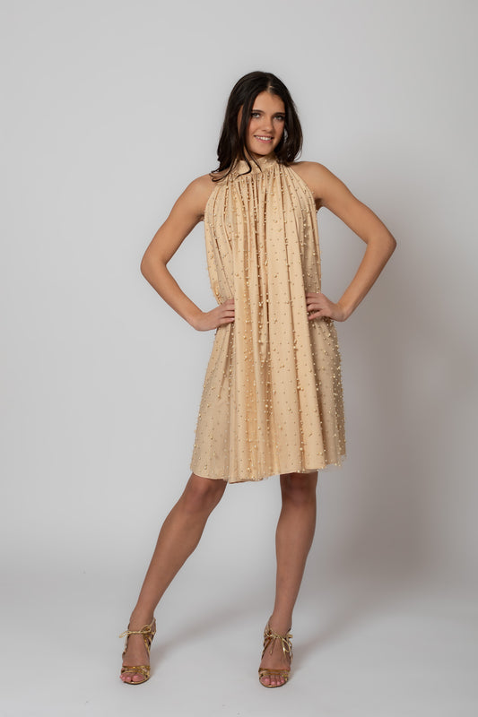 Short Golden Pearl Dress
