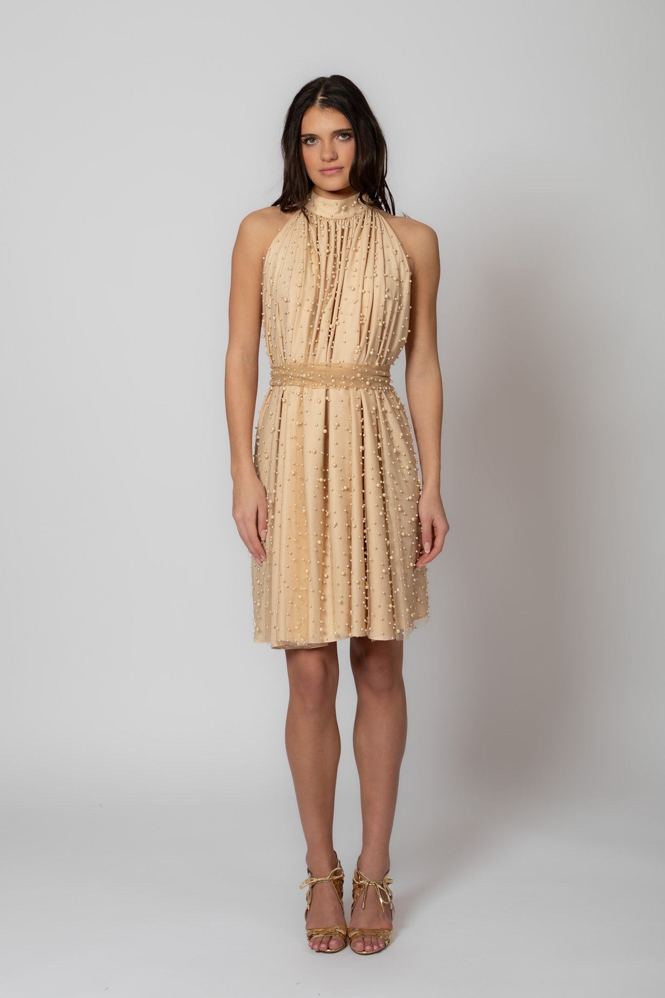 Short Golden Pearl Dress