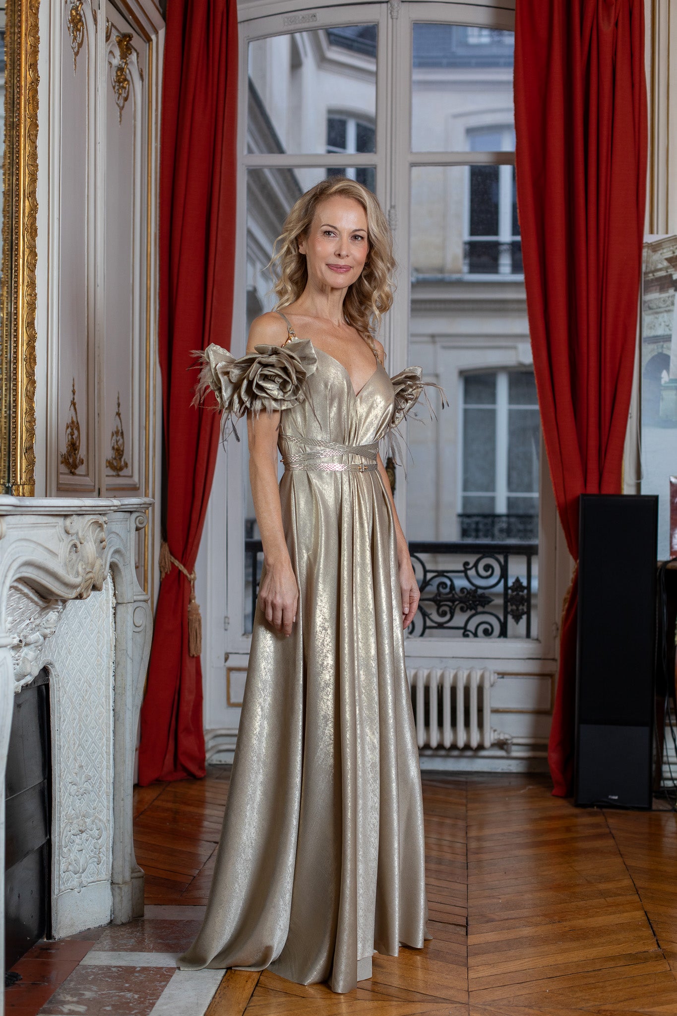 Walking Golden Flower Gown