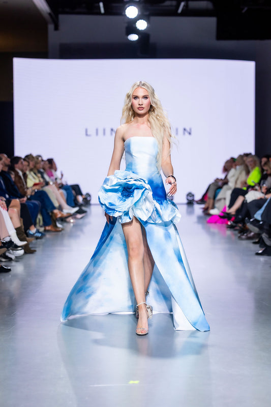 Blue Tropical Flower Dress