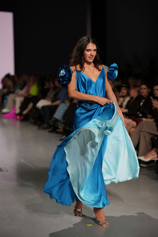 Ocean Blue Walking Flower Dress