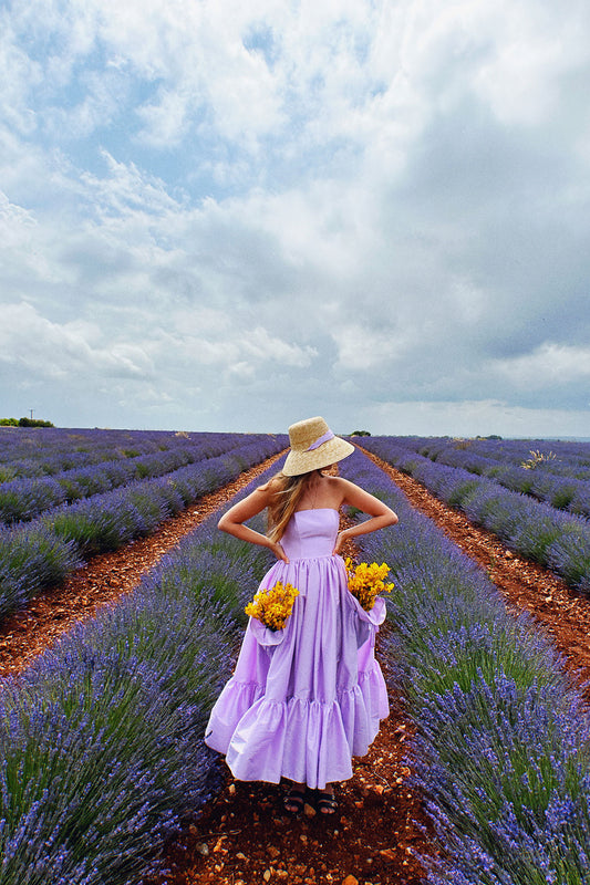 Lavender Flower Pocket Dress