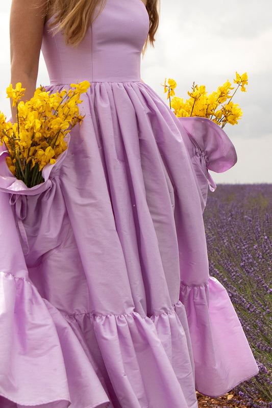 Lavender Flower Pocket Dress