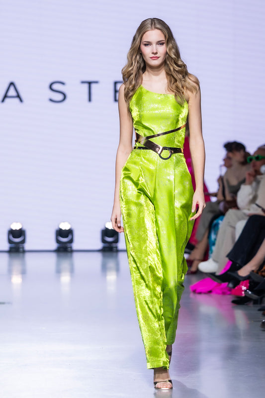 Green Leather Strap Jumpsuit