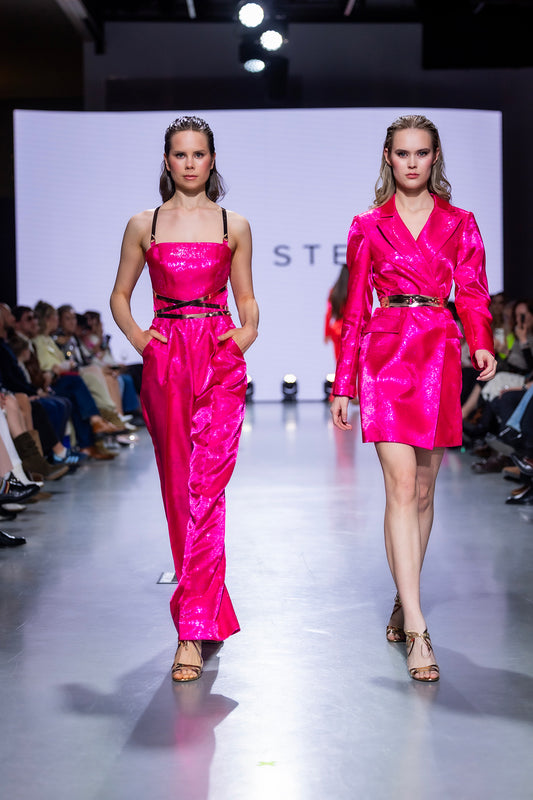 Pink Leather Strap Jumpsuit