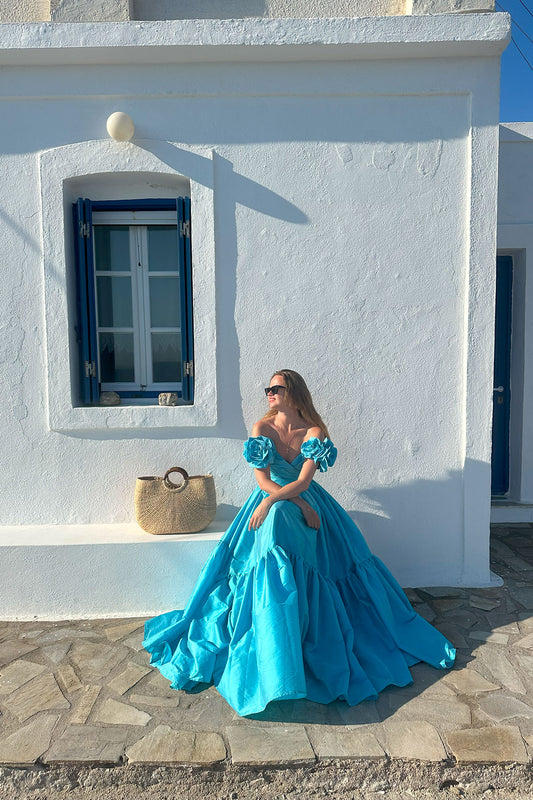 Turquoise Walking Flower Gown