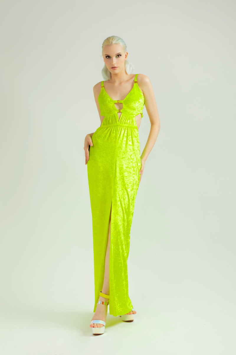 Yellow Fluo Velvet Dress