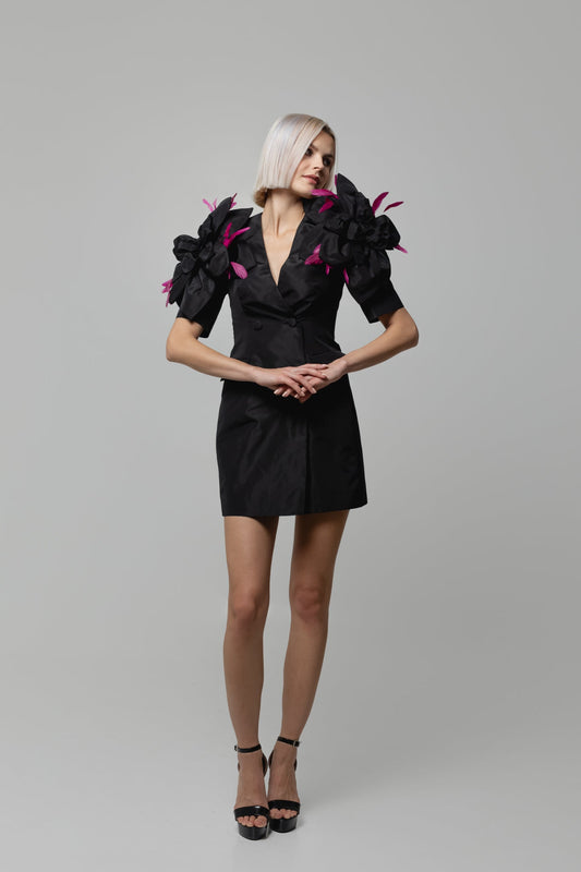 Black Walking Flower Jacket-Dress