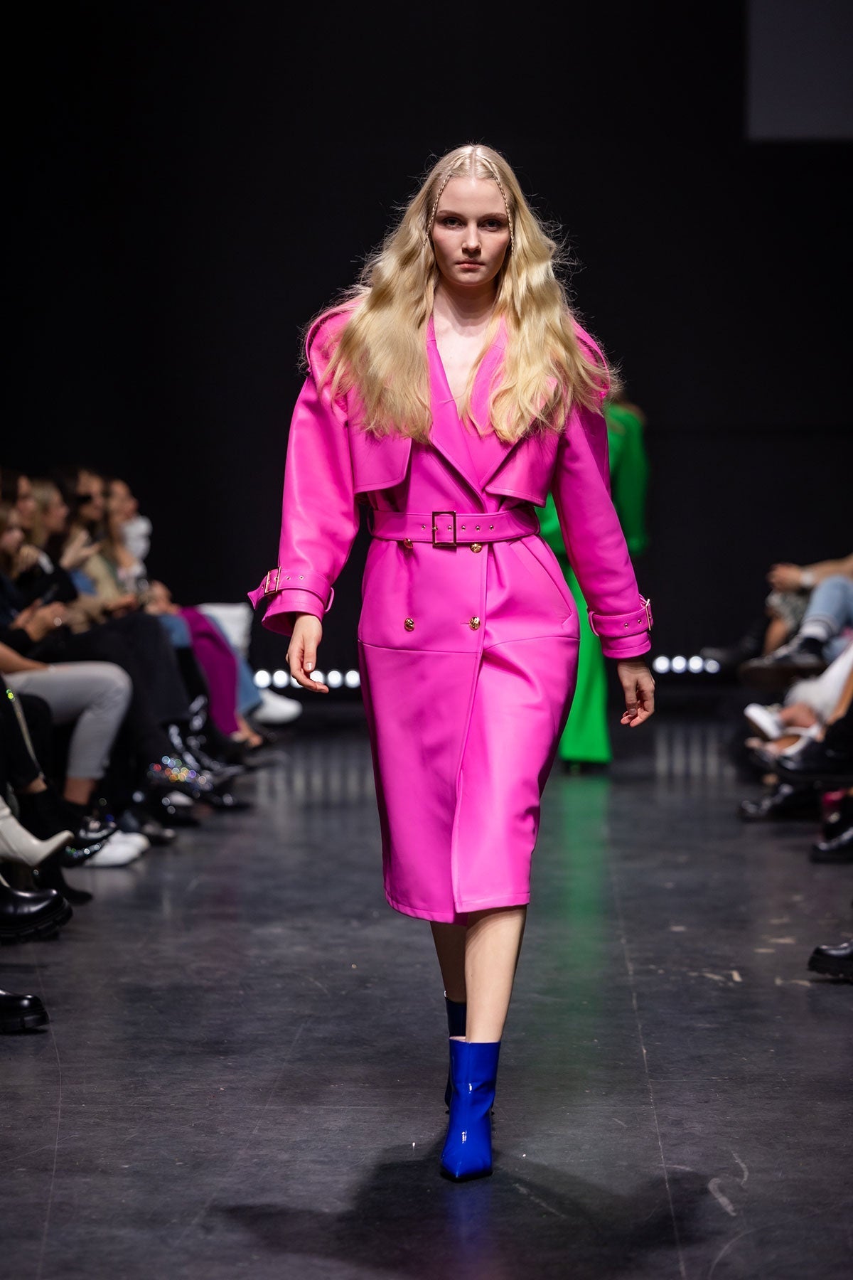 Wild Pink Leather Trench Coat