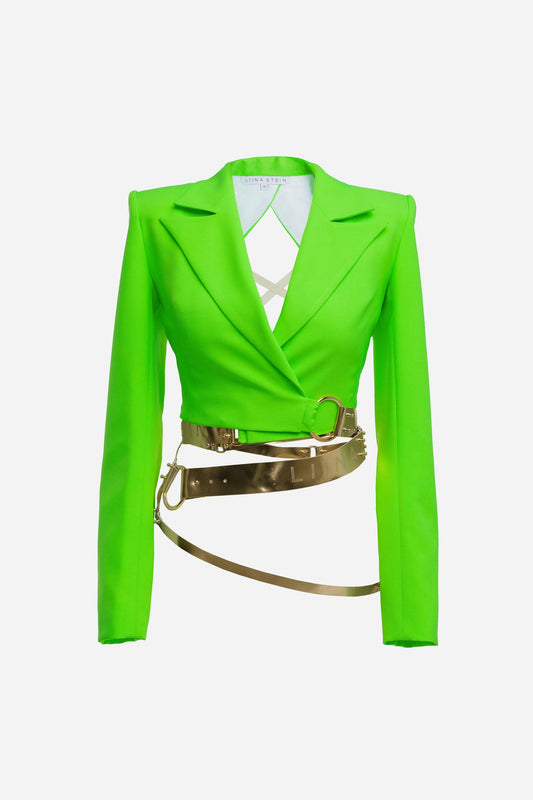 Green Leather Strap Jacket
