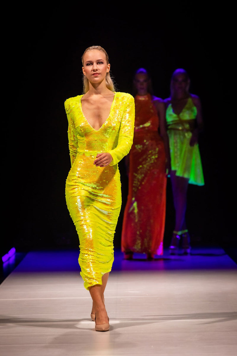 Yellow Fluo Sequin Dress