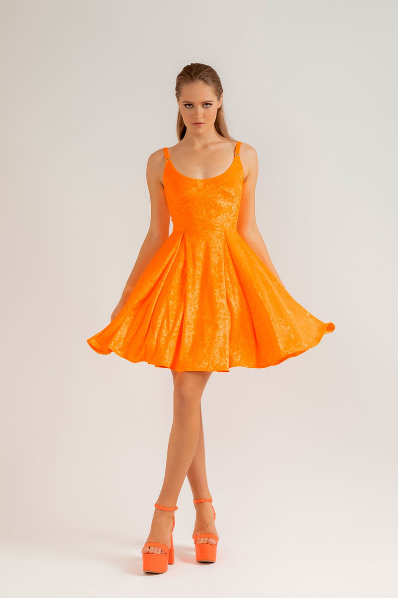 Orange Fluo Velvet Dress