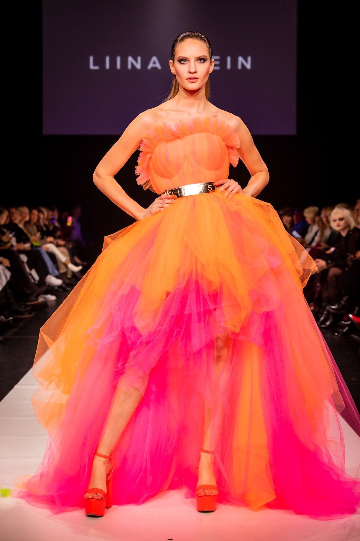 Orange-Pink Fluo Cinderella Dress